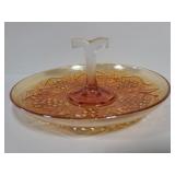 Carnival glass serving plate w/ grape design