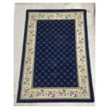 Navy blue floral area rug