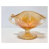 Carnival glass candy dish w/ ruffled lip
