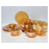 Large collection of carnival glass dishes