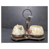 Sandland ware 4pc sugar/creamer stand set