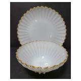 Milk glass serving platter and bowl