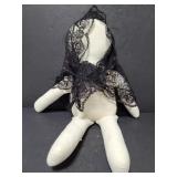 Handmade white doll w/ black lace veil