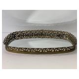 Vintage gold tone rounded edge vanity tray