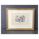 Vintage gold finch framed picture