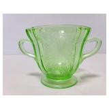 Green glass parrot design 2 handle cup