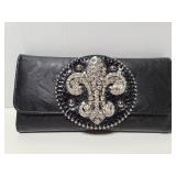 Fleur-de-lis jeweled wallet
