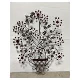 Large metal wall decor w/ red jeweled branches