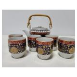 Oriental tea set w/ cups and teapot