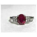 Sterling silver red gemstone ring