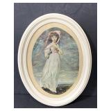 Antique oval framed pinkie print