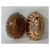Pair of vintage copper pineapple molds
