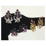 Purple stone earring trio