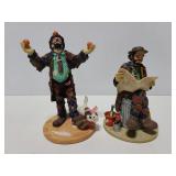 Two Emmett Kelly clown figurines
