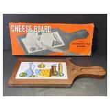 Vintage cheese board w/ decorated tile