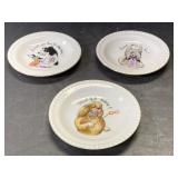 Lot of 3 painted poker dog plates