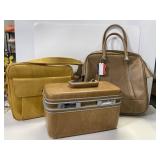 Lot of unclaimed vintage leather luggage