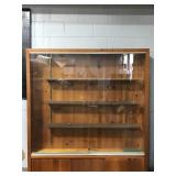 Vintage wood display cabinet - key included