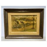 Vintage "1911 Blitzen Benz" framed painting