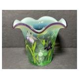 Fenton iris design showcase series signed vase