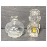 Lot of 2 small unique vintage glass jars