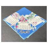 Vintage 1949 blue calendar hankie