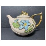 Vintage gold Hull pink clay teapot - pre 1950