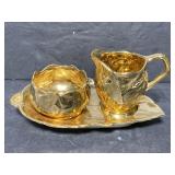 Royal Winton gold leaf cream & sugar set