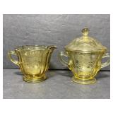 Federal Madrid yellow depression glass cream/sugar