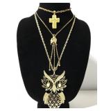 Gold tone necklace trio