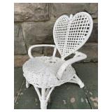 Small white wicker doll chair