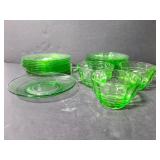 Green glass dishes