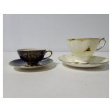 Bone china and porcelain teacups