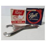 Rayl and Ball jar rubbers & vacuum bar