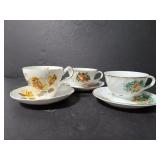 Golden wedding and state teacups and saucers