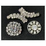 Trio of vintage rhinestone brooches