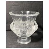 Lalique France signed Dampierre glass sparrow vase