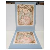 Signed Edna Hibel poster art print pair
