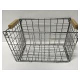 Wire basket with wooden handles