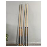 Lot of 4 vintage pool/billiards cue sticks