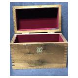 Wooden, velvet lined card collection box
