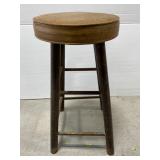 Handcrafted stamped & signed vinyl top wood stool