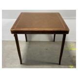 Vintage wooden vinyl top folding card table