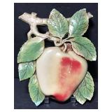 Plaster apple and leaves wall decor