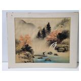 Matted painting on silk