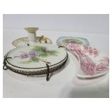 Candlestick, trivet, decor plate and dish