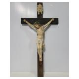 Large wood and ceramic crucifix