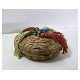 Small basket w/ beaded tassels