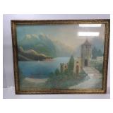Framed seaside pastel art
