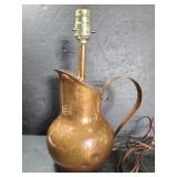 Hammered copper pitcher lamp